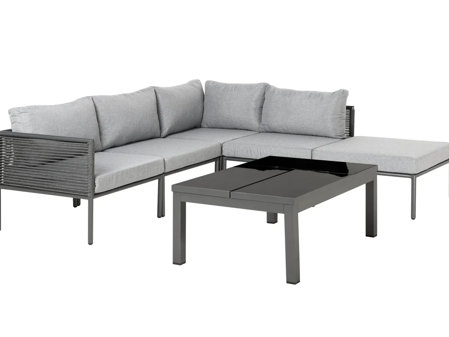 Outlet Beliani Set di divani angolari da giardino 6 posti FORANO Metallo Grigio Grigio Nero