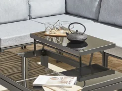 Outlet Beliani Set di divani angolari da giardino 6 posti FORANO Metallo Grigio Grigio Nero