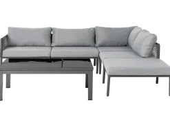 Outlet Beliani Set di divani angolari da giardino 6 posti FORANO Metallo Grigio Grigio Nero