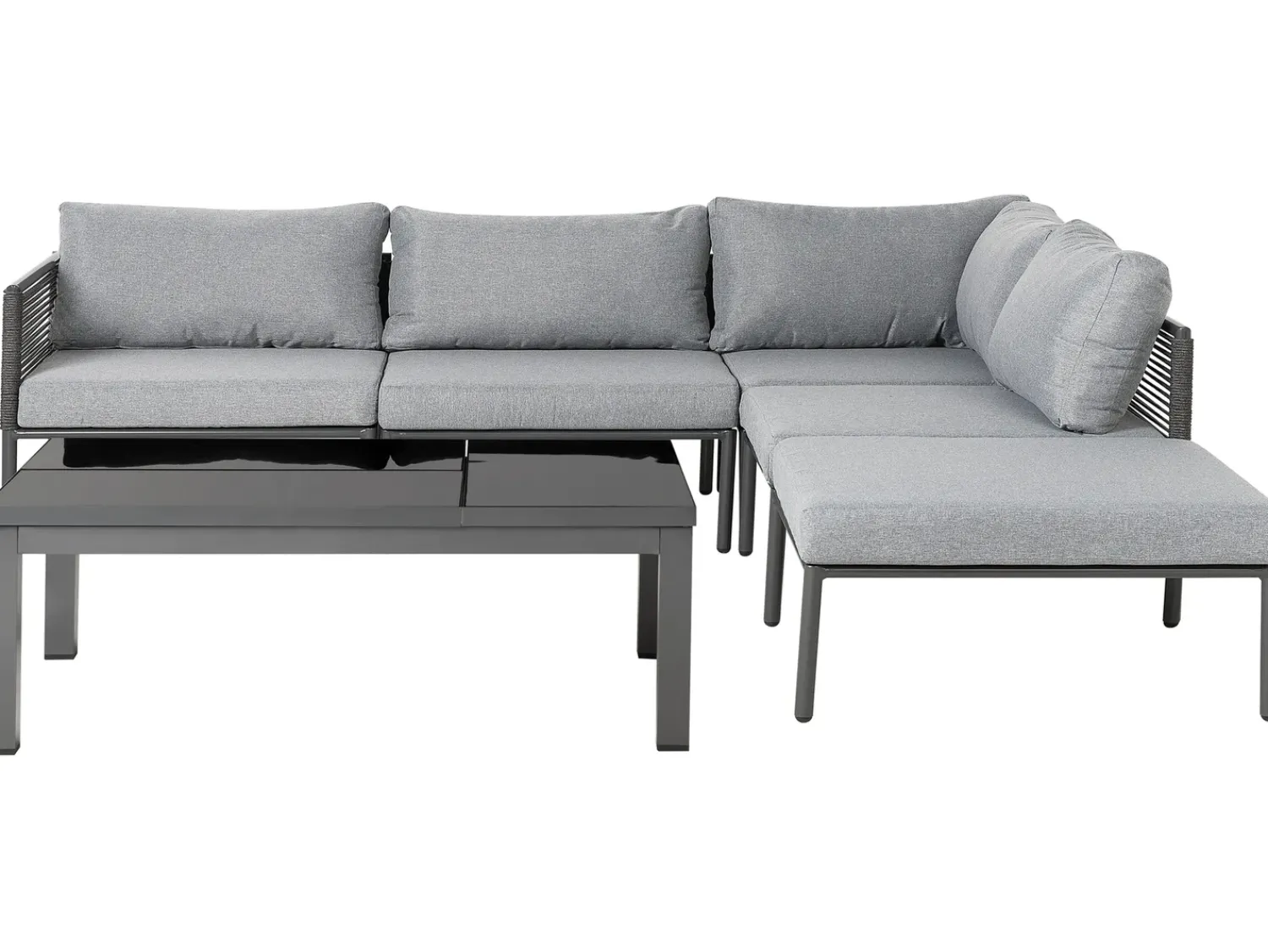 Outlet Beliani Set di divani angolari da giardino 6 posti FORANO Metallo Grigio Grigio Nero