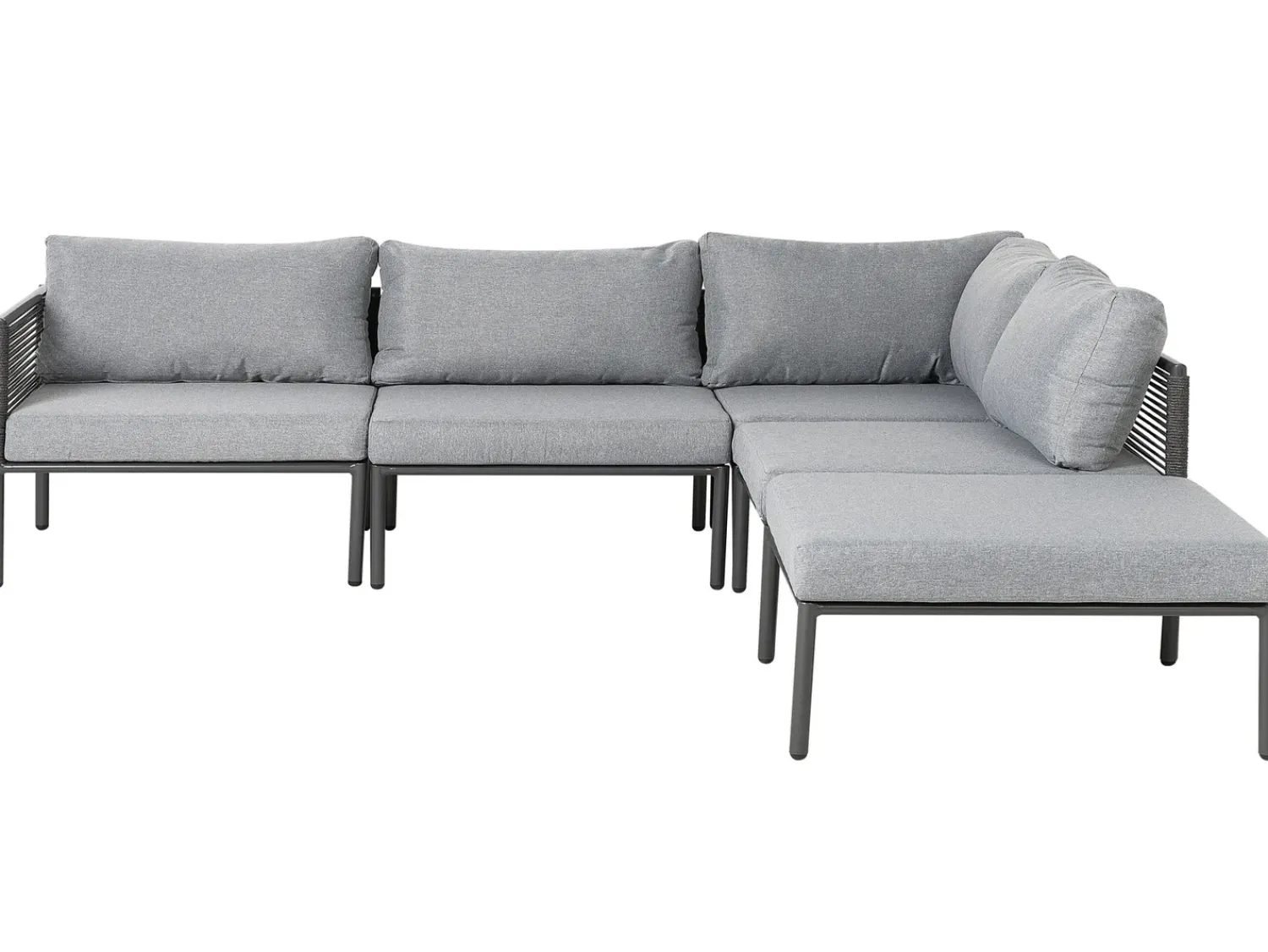 Outlet Beliani Set di divani angolari da giardino 6 posti FORANO Metallo Grigio Grigio Nero