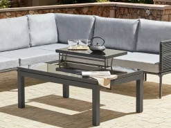 Outlet Beliani Set di divani angolari da giardino 6 posti FORANO Metallo Grigio Grigio Nero