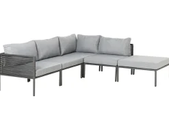 Outlet Beliani Set di divani angolari da giardino 6 posti FORANO Metallo Grigio Grigio Nero