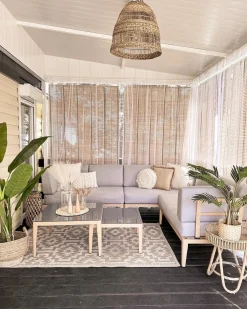Beliani Set di divani angolari da giardino 6 posti RIMA III Lato Sinistro Modulare Metallo Grigio Marrone Grigio