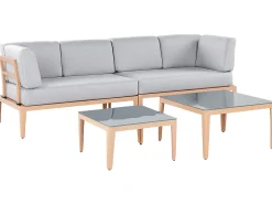 Beliani Set di divani angolari da giardino 6 posti RIMA III Lato Sinistro Modulare Metallo Grigio Marrone Grigio
