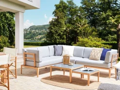 Beliani Set di divani angolari da giardino 6 posti RIMA III Lato Sinistro Modulare Metallo Grigio Marrone Grigio