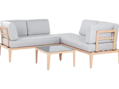 Beliani Set di divani angolari da giardino 6 posti RIMA III Lato Sinistro Modulare Metallo Grigio Marrone Grigio