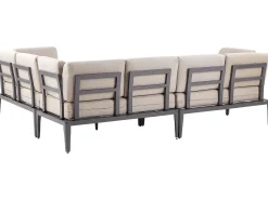 Clearance Beliani Set di divani angolari da giardino 6 posti RIMA III Lato Sinistro Modulare Metallo Beige Beige Grigio