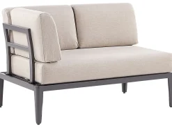 Clearance Beliani Set di divani angolari da giardino 6 posti RIMA III Lato Sinistro Modulare Metallo Beige Beige Grigio
