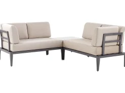 Clearance Beliani Set di divani angolari da giardino 6 posti RIMA III Lato Sinistro Modulare Metallo Beige Beige Grigio