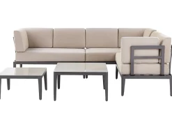 Clearance Beliani Set di divani angolari da giardino 6 posti RIMA III Lato Sinistro Modulare Metallo Beige Beige Grigio