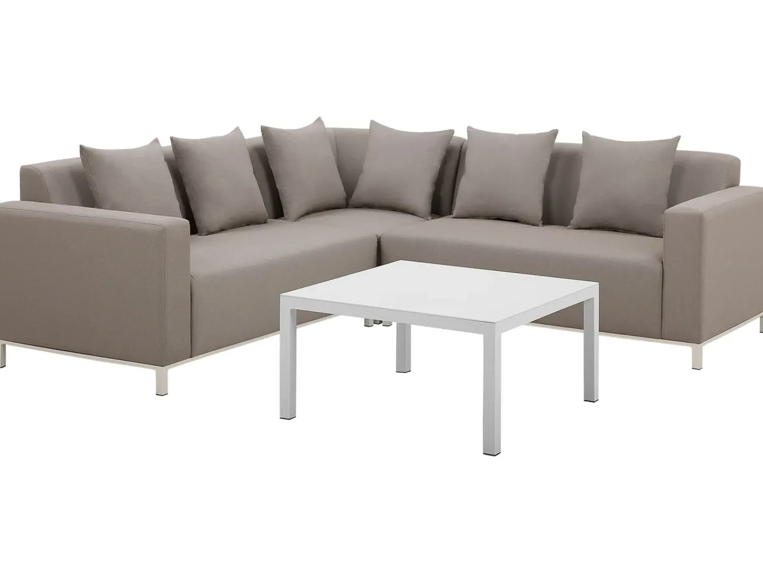 Discount Beliani Set di divani angolari da giardino 5 posti BELIZE Modulare Beige Bianco Beige
