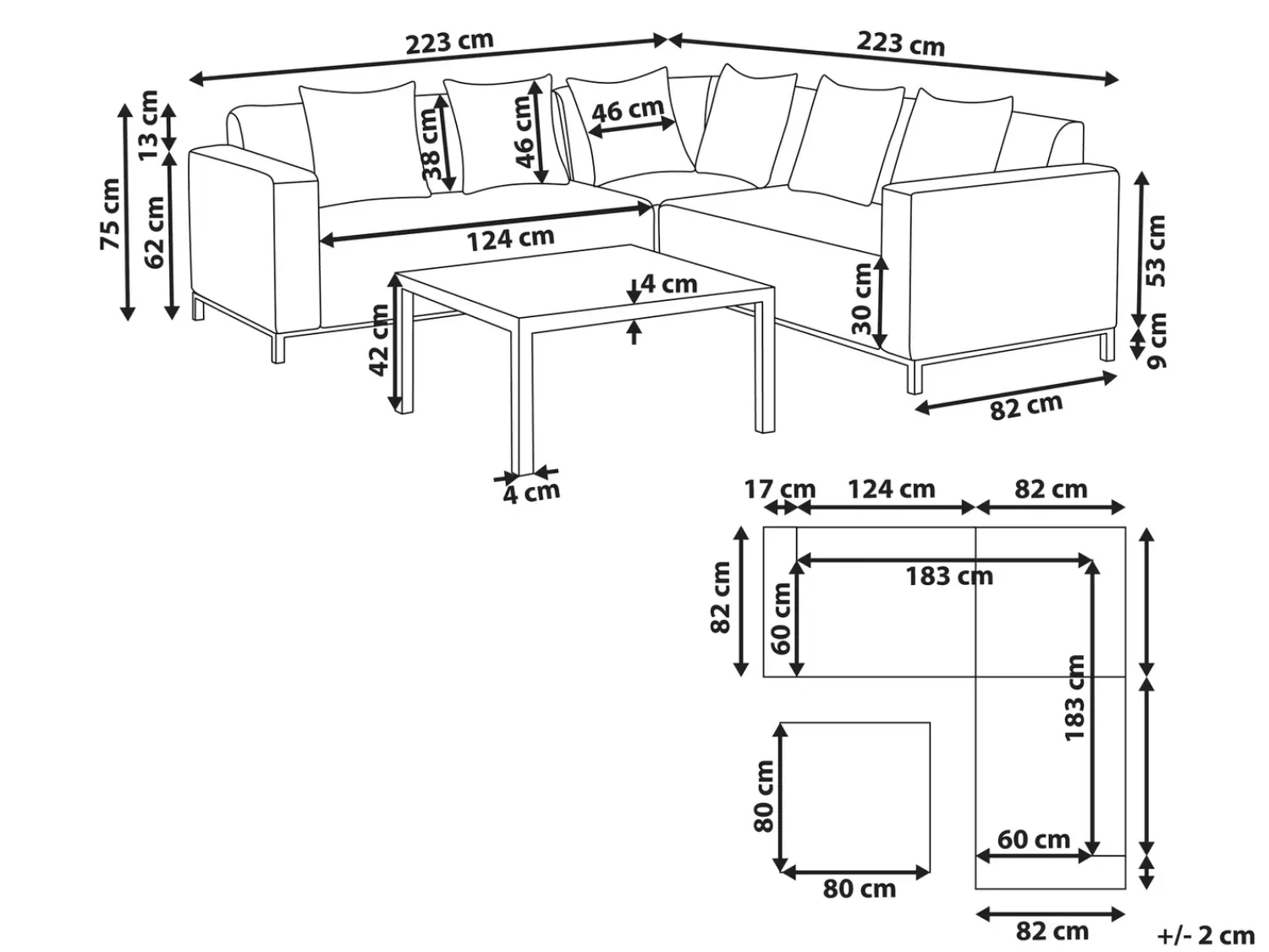 Discount Beliani Set di divani angolari da giardino 5 posti BELIZE Modulare Beige Bianco Beige