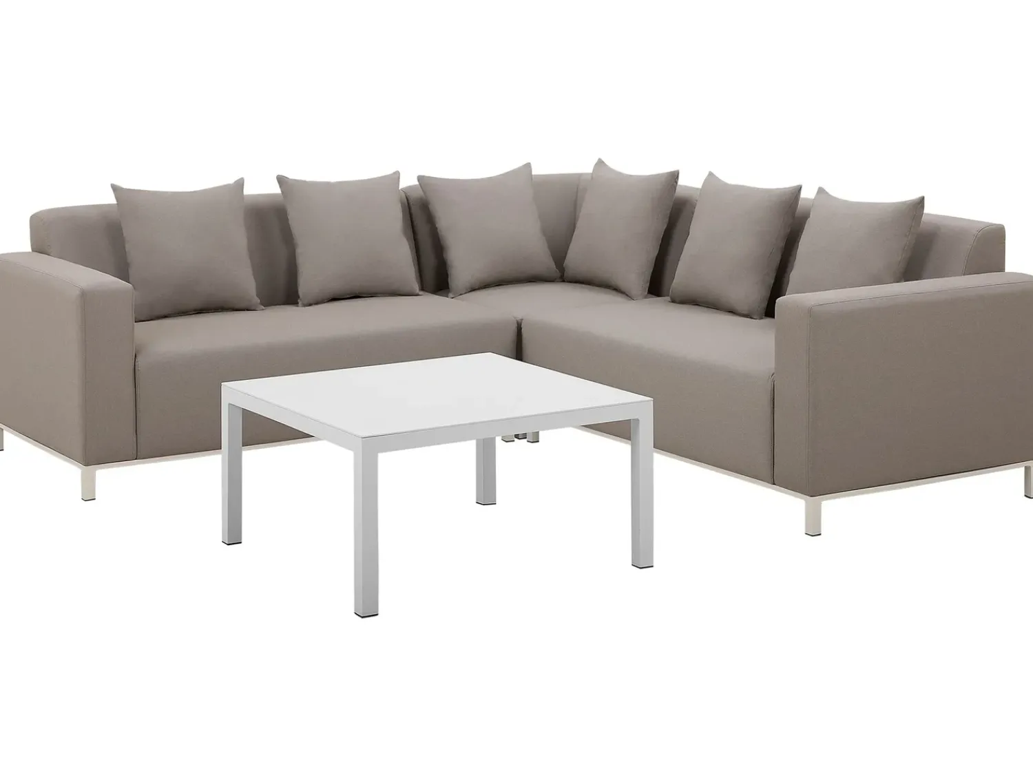 Discount Beliani Set di divani angolari da giardino 5 posti BELIZE Modulare Beige Bianco Beige