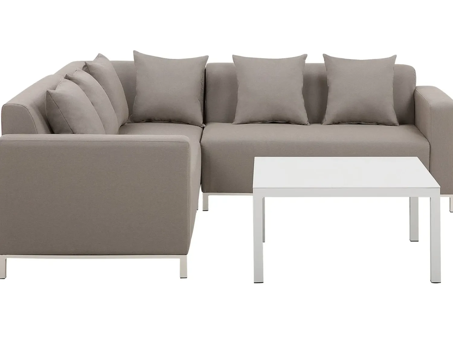 Discount Beliani Set di divani angolari da giardino 5 posti BELIZE Modulare Beige Bianco Beige