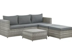 Clearance Beliani Set di divani angolari da giardino 5 posti SABBIA Modulare Rattan sintetico (PE) chiaro Grigio