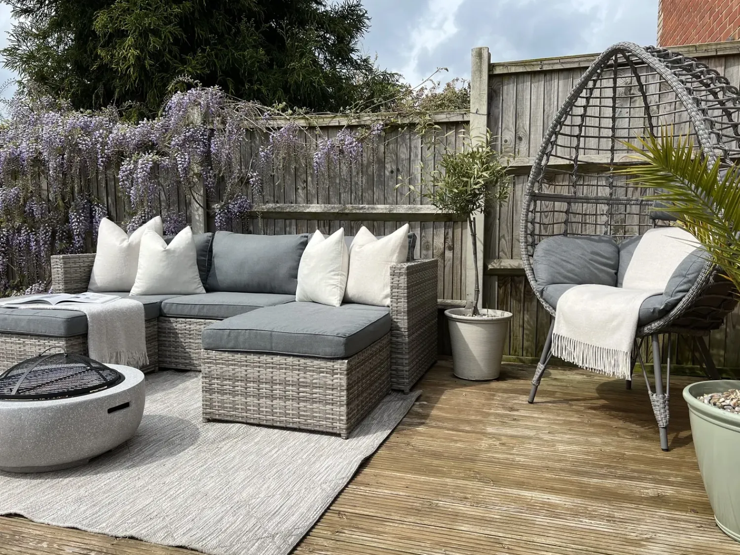 Clearance Beliani Set di divani angolari da giardino 5 posti SABBIA Modulare Rattan sintetico (PE) chiaro Grigio