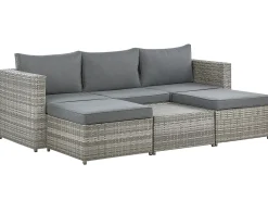 Clearance Beliani Set di divani angolari da giardino 5 posti SABBIA Modulare Rattan sintetico (PE) chiaro Grigio