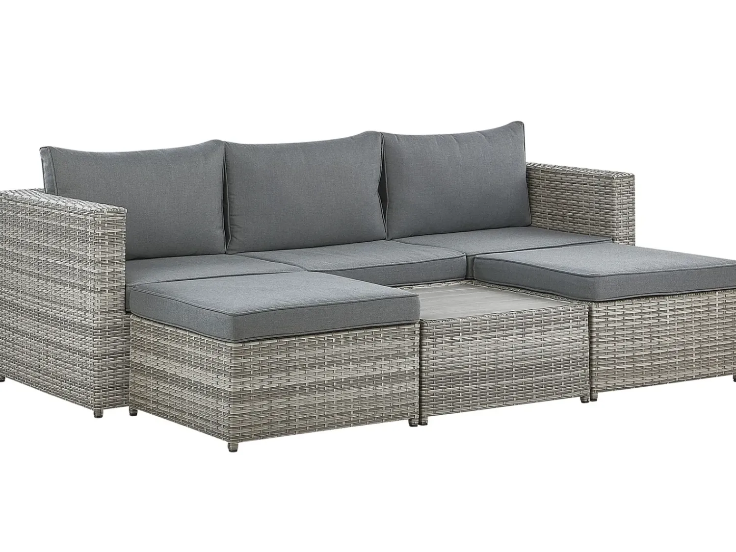 Clearance Beliani Set di divani angolari da giardino 5 posti SABBIA Modulare Rattan sintetico (PE) chiaro Grigio