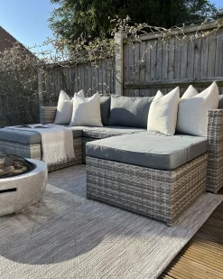 Clearance Beliani Set di divani angolari da giardino 5 posti SABBIA Modulare Rattan sintetico (PE) chiaro Grigio