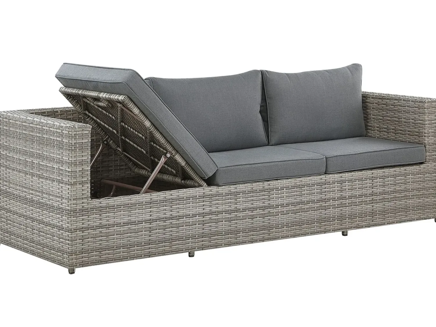 Clearance Beliani Set di divani angolari da giardino 5 posti SABBIA Modulare Rattan sintetico (PE) chiaro Grigio