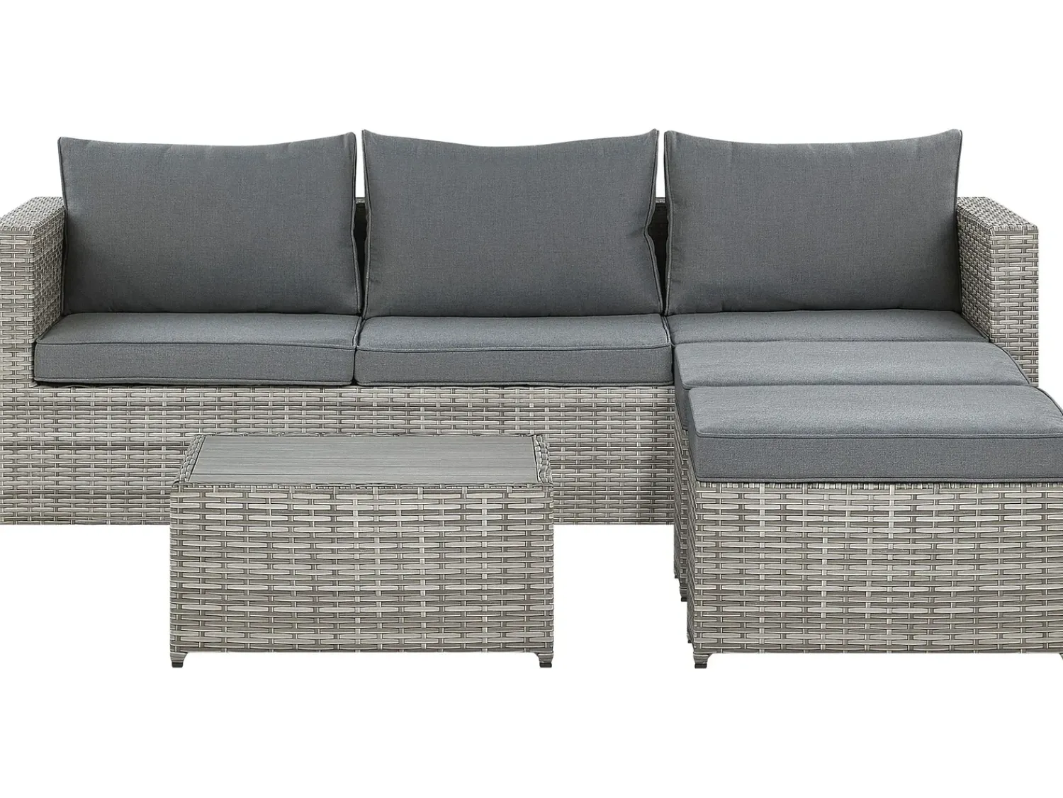 Clearance Beliani Set di divani angolari da giardino 5 posti SABBIA Modulare Rattan sintetico (PE) chiaro Grigio