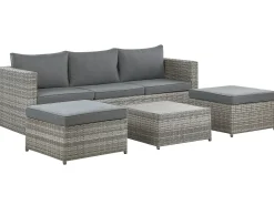 Clearance Beliani Set di divani angolari da giardino 5 posti SABBIA Modulare Rattan sintetico (PE) chiaro Grigio