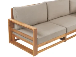New Beliani Set di divani angolari da giardino 4 posti TIMOR Modulare Legno di acacia certificato Marrone chiaro Beige Marrone Grigio