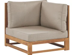 New Beliani Set di divani angolari da giardino 4 posti TIMOR Modulare Legno di acacia certificato Marrone chiaro Beige Marrone Grigio