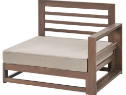New Beliani Set di divani angolari da giardino 4 posti TIMOR Modulare Legno di acacia certificato Marrone scuro Beige Grigio Marrone