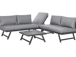 New Beliani Set di divani angolari da giardino 5 posti COCCORINO Metallo Grigio Grigio Nero