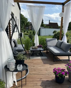 New Beliani Set di divani angolari da giardino 5 posti COCCORINO Metallo Grigio Grigio Nero