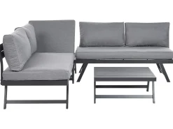 New Beliani Set di divani angolari da giardino 5 posti COCCORINO Metallo Grigio Grigio Nero