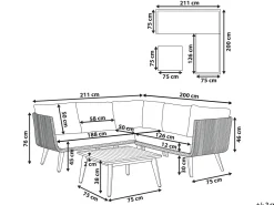 Online Beliani Set di divani angolari da giardino 5 posti ALCAMO Lato Sinistro Legno d'acacia Beige chiaro Beige Bianco Marrone