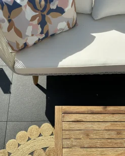 Online Beliani Set di divani angolari da giardino 5 posti ALCAMO Lato Sinistro Legno d'acacia Beige chiaro Beige Bianco Marrone
