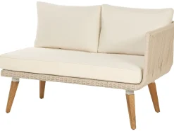 Online Beliani Set di divani angolari da giardino 5 posti ALCAMO Lato Sinistro Legno d'acacia Beige chiaro Beige Bianco Marrone