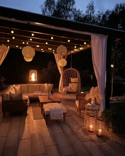 Sale Beliani Set di divani angolari da giardino 4 posti BARATTI Lato Sinistro Legno d'acacia Marrone Beige Marrone