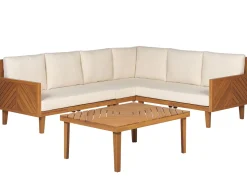 Sale Beliani Set di divani angolari da giardino 4 posti BARATTI Lato Sinistro Legno d'acacia Marrone Beige Marrone