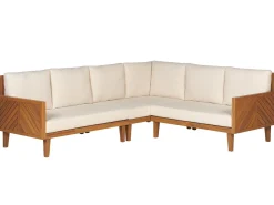 Sale Beliani Set di divani angolari da giardino 4 posti BARATTI Lato Sinistro Legno d'acacia Marrone Beige Marrone