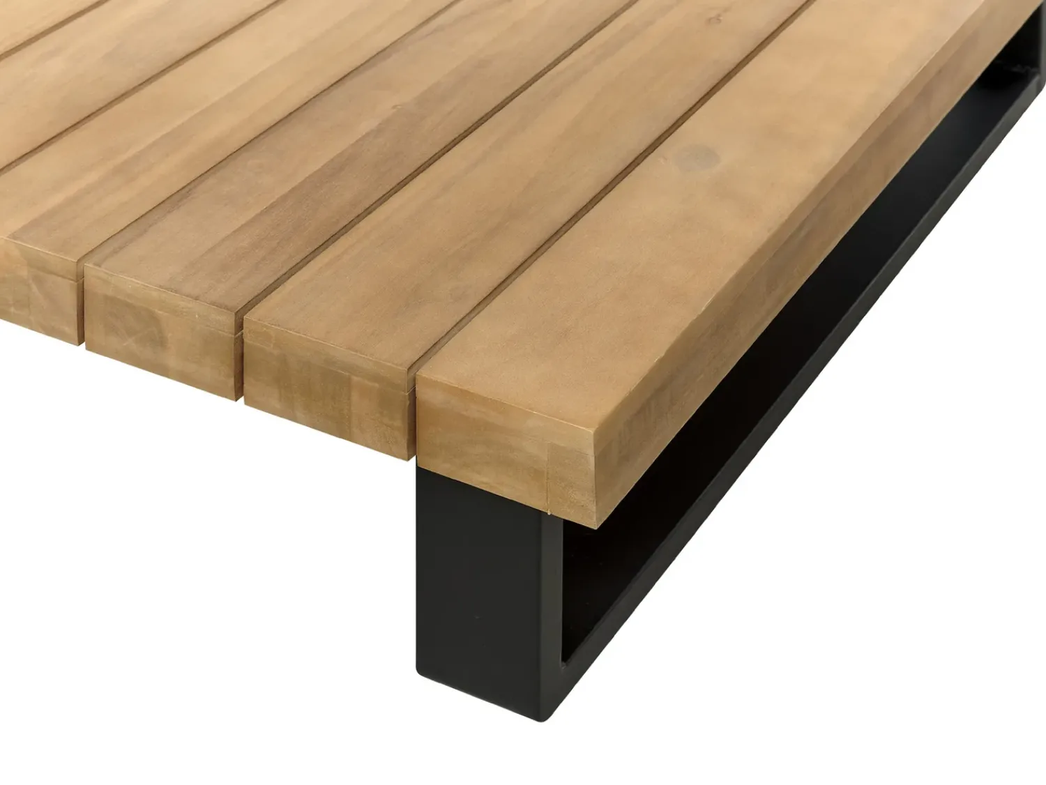 Hot Beliani Set di divani angolari da giardino 5 posti MYKONOS Lato destro Legno di acacia certificato Bianco sporco Bianco Marrone