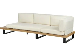Hot Beliani Set di divani angolari da giardino 5 posti MYKONOS Lato destro Legno di acacia certificato Bianco sporco Bianco Marrone