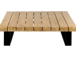 Hot Beliani Set di divani angolari da giardino 5 posti MYKONOS Lato destro Legno di acacia certificato Bianco sporco Bianco Marrone