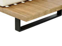 Hot Beliani Set di divani angolari da giardino 5 posti MYKONOS Lato destro Legno di acacia certificato Bianco sporco Bianco Marrone