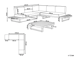 Hot Beliani Set di divani angolari da giardino 5 posti MYKONOS Lato destro Legno di acacia certificato Bianco sporco Bianco Marrone