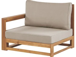 New Beliani Set di divani angolari da giardino 5 posti TIMOR Modulare Legno di acacia certificato Marrone chiaro Beige Grigio Marrone