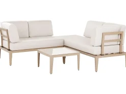 Discount Beliani Set di divani angolari da giardino 6 posti RIMA III Lato Sinistro Modulare Metallo chiaro Beige