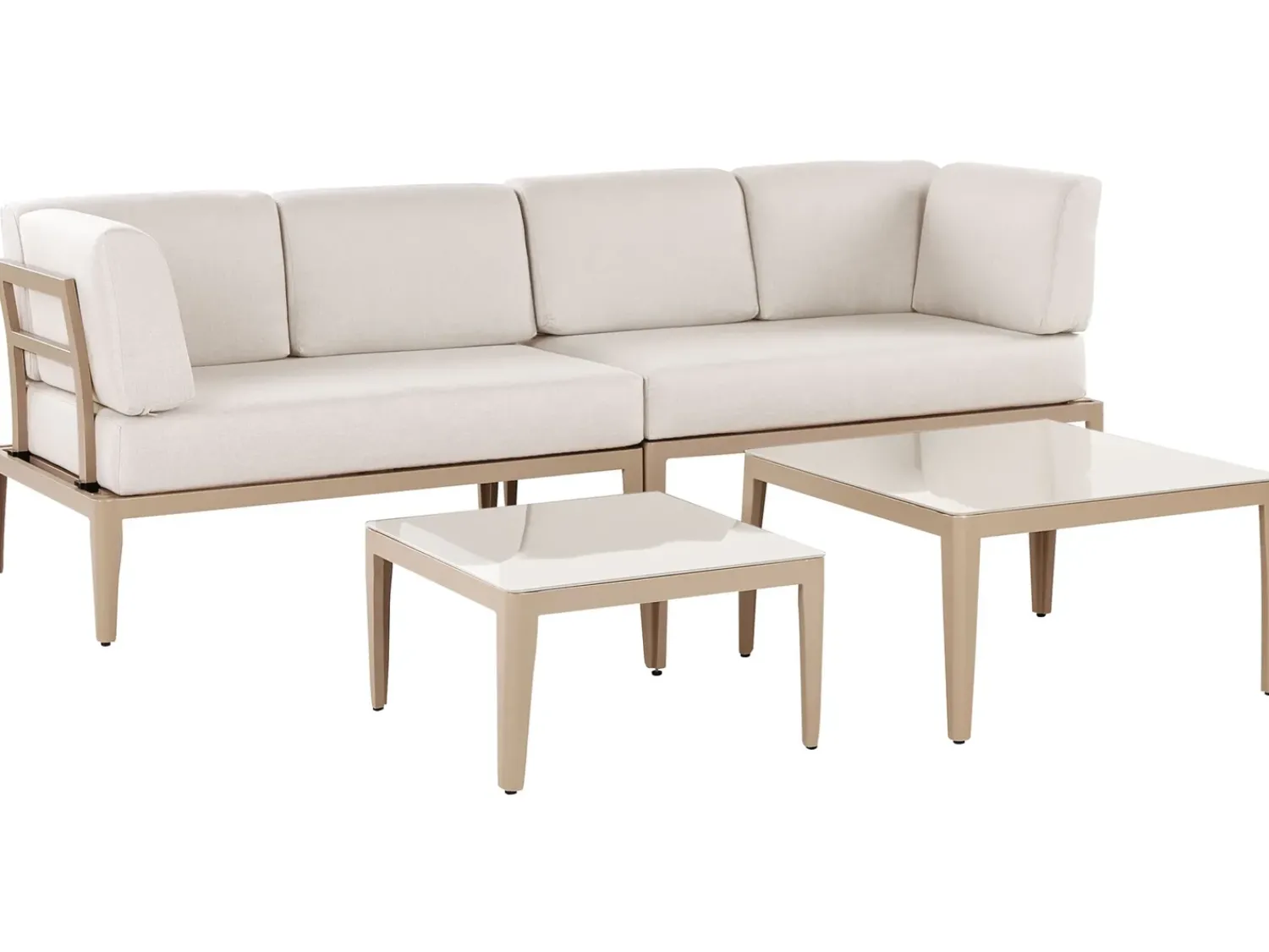 Discount Beliani Set di divani angolari da giardino 6 posti RIMA III Lato Sinistro Modulare Metallo chiaro Beige