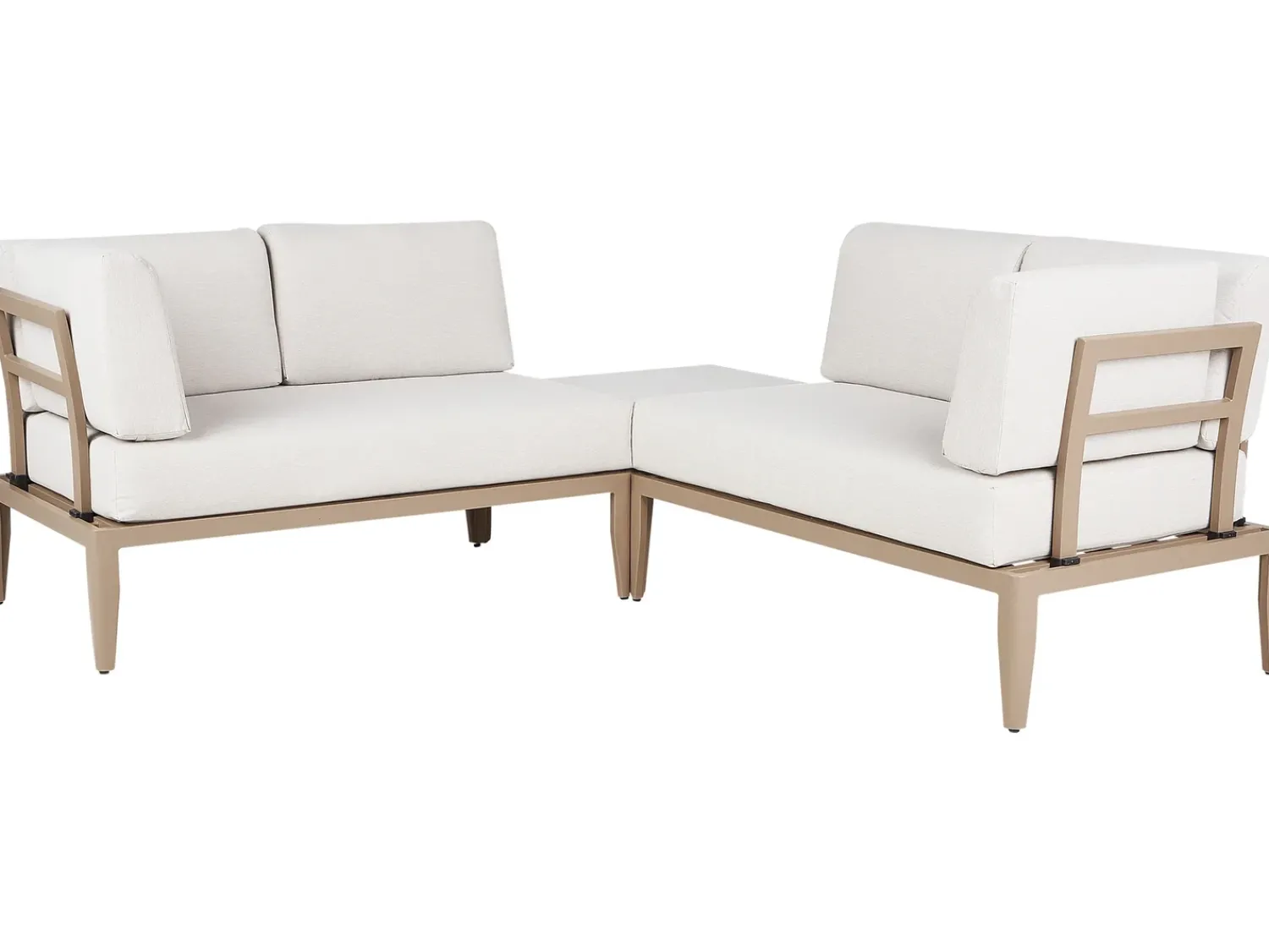 Discount Beliani Set di divani angolari da giardino 6 posti RIMA III Lato Sinistro Modulare Metallo chiaro Beige