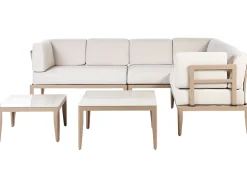 Discount Beliani Set di divani angolari da giardino 6 posti RIMA III Lato Sinistro Modulare Metallo chiaro Beige