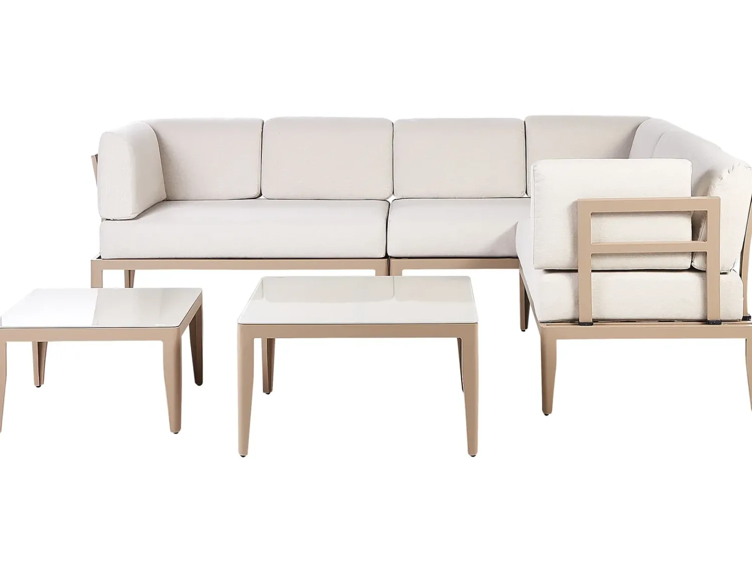 Discount Beliani Set di divani angolari da giardino 6 posti RIMA III Lato Sinistro Modulare Metallo chiaro Beige